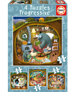 Educa Borras Casse-tête progressif 12-16-20-25 contes de la forêt 8412668196858
