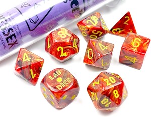 Chessex Dés d&d 7pc Lab Dice Vortex Underworld avec chiffres jaunes (d4, d6, d8, 2 x d10, d12, d20) 601982036515