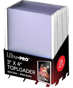 Ultra PRO Protecteurs de cartes rigides toploader 3x4 border white 25ct 074427811617