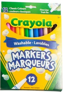 Crayola Marqueurs Lavables 12 couleurs originales Trait fin 063652751003
