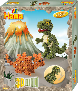Hama Hama Midi Boîte cadeau dinosaure 3D 2500 perles et 1 plaque 3250 028178032500