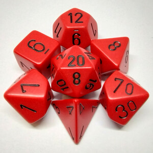 Chessex Dés d&d 7pc opaques rouge avec chiffres noirs (d4, d6, d8, 2 x d10, d12, d20) 601982021313