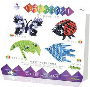 CreativaMente Creagami Ensemble de 4 animaux 555 pcs Origami 3D 8032591788311