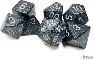 Chessex Dés d&d 7pc picotés "Ninja" (d4, d6, d8, 2 x d10, d12, d20) 601982021078