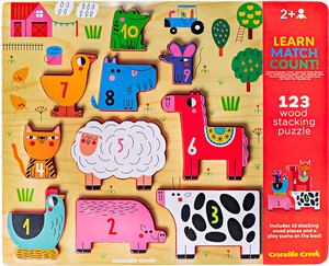 Crocodile creek Casse-tête 10 Stacking Wood Puzzle/123 Barnyard 732396310028