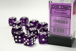 Chessex Dés 12d6 16mm transparents violet avec points blancs 601982020477