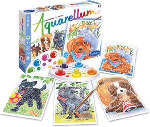 AQUARELLUM Peinture à numéro Aquarellum junior - chiots (fr/en) 3373910006989