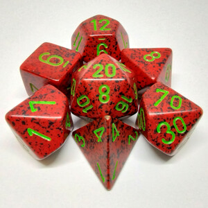 Chessex Dés d&d 7pc picotés "Strawberry" (d4, d6, d8, 2 x d10, d12, d20) 601982020989