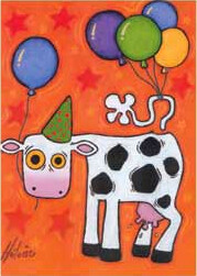 Héloïse Carte fête Héloïse - Vache avec ballons sans texte 871983000550
