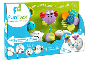 Fun Flex Fun Flex crabe et fleur sons et textures à accrocher, 7 pièces (Multi Flex) 851310006011