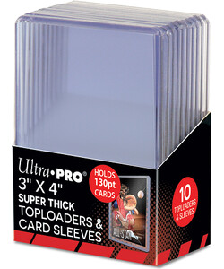 Ultra PRO Protecteurs de cartes rigides toploader 3x4 super thick 130pt w/ sleeves 10ct 074427152819