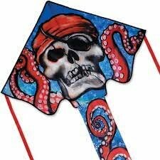 Premier Kites Cerf-volant monocorde large facile à voler Pirate et pieuvre 46" x 90" 630104440251