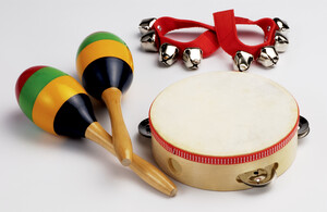 Instruments de musique, tambourine, 2 maracas, 2 grelots de poignets 573598846836