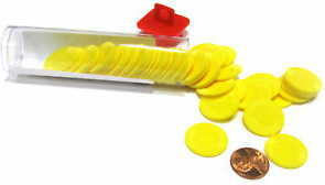 Chessex Mini Poker chips jaune 7/8" empillable tube 50 018183133873