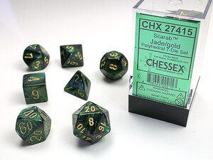 Chessex Dés d&d 7pc scar jade/gold (d4, d6, d8, 2 x d10, d12, d20) 850365002153