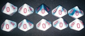 Chessex Dés 10d10 gemini bleu astral/blanc avec chiffres rouges (10 x d10) 601982022792