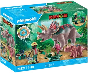 Playmobil Playmobil 71821 Triceratop avec bebe, oeuf et explorateur 4008789718211