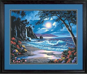 Dimensions PaintWorks Peinture à numéro Paradis au clair de lune 20x16" 91185 088677911850