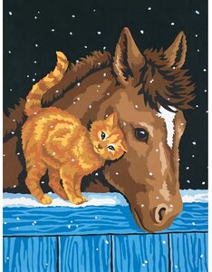 Dimensions PaintWorks Peinture à numéro Poney et chaton 9x12" 91305 088677913052