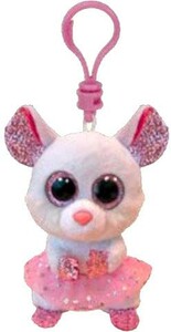 Ty Beanie boos clip (5") - nina - white ballerina mouse 008421352463