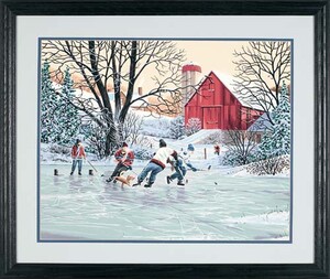 Acheter Peinture A Numero Jouer Au Hockey A La Ferme 20x16 91319