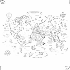 BiMoo Nappe carte du monde à colorier 