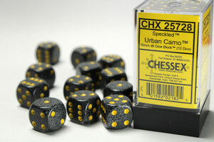 Chessex Dés 12d6 16mm picotés ''Urban Camo'' 601982021825