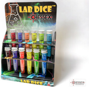Chessex Présentoir de 18 tubes de Lab Dice wave 7 