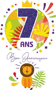 Cart'image Éditions Carte de fête 7 ans Bon anniversaire - Lion - avec texte CDAG007