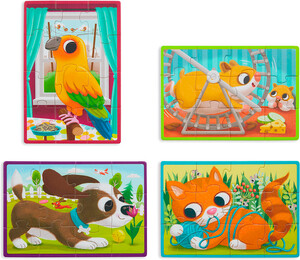 B. Brand Casse-tête B.Woody - Casse-tête de bois Pack o' Puzzles 48 pièces - Animaux domestiques 062243467156