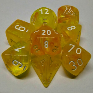 Chessex Dés d&d 7pc Lab dice Borealis canari avec chiffres blanc (d4, d6, d8, 2 x d10, d12, d20) 601982038489