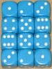 Chessex Dés 36d6 12mm opaque bleu pâle avec points blancs 601982022044