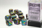 Chessex Dés 12d6 16mm Festive Mosaique avec points Jaunes 601982025465