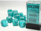 Chessex Dés 12d6 16mm Cirrus aqua avec points argentés 601982025526