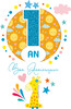 Cart'image Éditions Carte de fête 1 an Bon anniversaire - Girafe - avec texte CDAG001