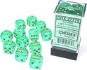 Chessex Dés 12d6 16mm Borealis Luminary - Vert pâle avec picots dorés 601982031657